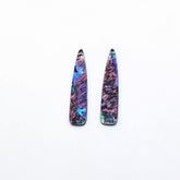 12×54 mm Pink Black Abalone Shell Long Teardrop, One-Hole Sew-On Shell on Acrylic Gem (Sold in Pairs)